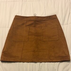 Old Navy Tan Suede-Look Mini Skirt with Front Pockets